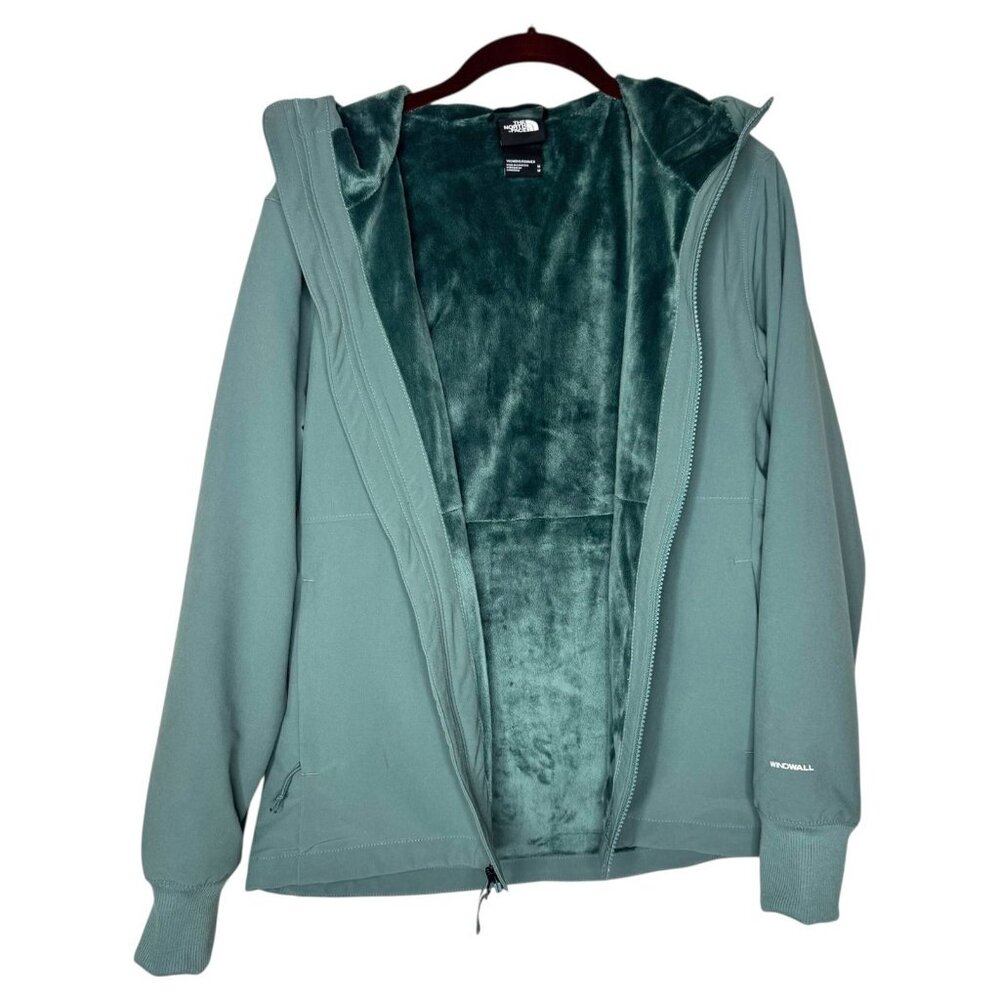 Womens The North Face Shelbe Raschel Hooded Fleece Jacket Green Medium NEW - Picture 5 of 8